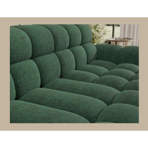 Canapé d’angle convertible BULLA 3 places vert angle droit – tissu bouclette avec extension d’assise électrique