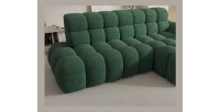 Canapé d’angle convertible BULLA 3 places vert angle droit – tissu bouclette avec extension d’assise électrique
