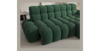 Canapé d’angle convertible BULLA 3 places vert angle droit – tissu bouclette avec extension d’assise électrique