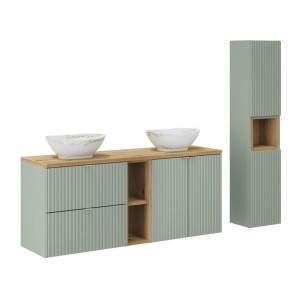 Ensemble ELVINA 170cm : meubles sous vasques, niches visibles, colonne, vasques à poser