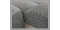 Canapé d’angle convertible BULLA 3 places gris angle droit – tissu bouclette avec extension d’assise électrique