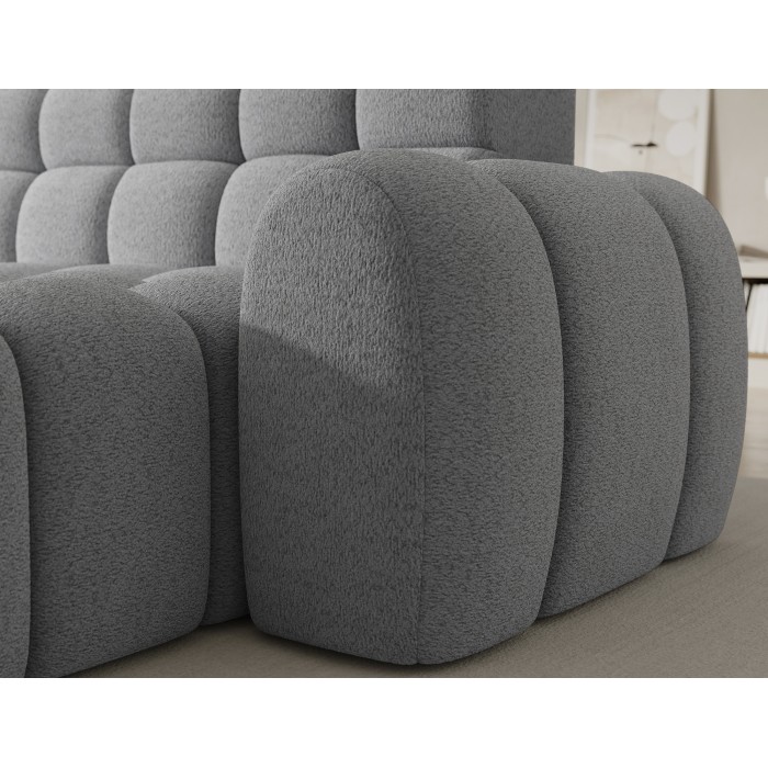 Ecksofa BULLA 3-Sitzer grau rechte Ecke – Schlingenstoff mit elektrischer Sitzerweiterung