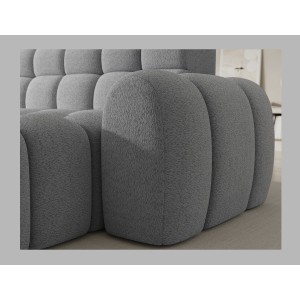 Canapé d’angle convertible BULLA 3 places gris angle droit – tissu bouclette avec extension d’assise électrique