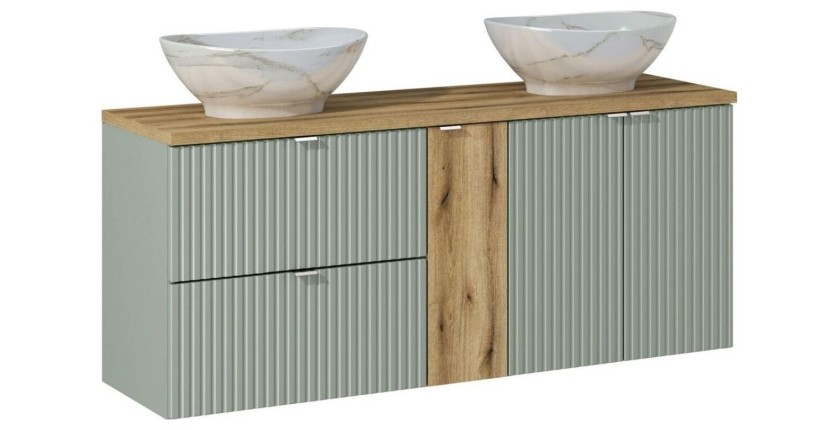 Ensemble ELVINA 140cm : meubles sous vasque, niches fermées et vasques à poser