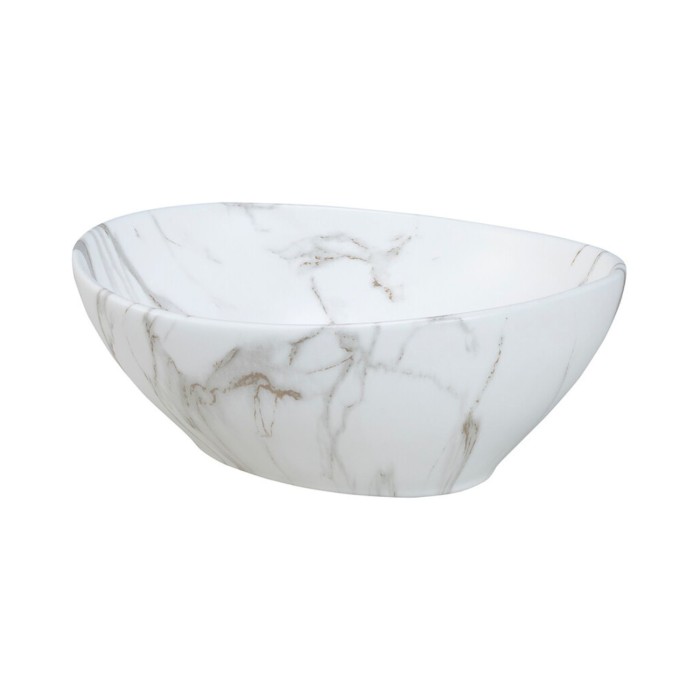 Insieme ELVINA 120cm: mobili sotto lavabo con cassetti e armadietti + piano per lavabo + due lavabi da appoggio marmorizzati