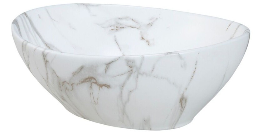 Vasque à poser en céramique blanche marbrée