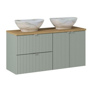 Ensemble ELVINA 120cm : meubles sous vasque à placards et tiroirs, plan pour vasque et vasques à poser