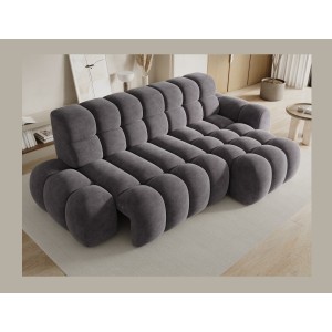 Canapé d’angle convertible BULLA 3 places gris angle droit – tissu effet alcantara avec extension d’assise électrique