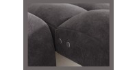 Canapé d’angle convertible BULLA 3 places gris angle droit – tissu effet alcantara avec extension d’assise électrique