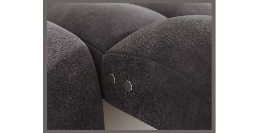 Canapé d’angle convertible BULLA 3 places gris angle droit – tissu effet alcantara avec extension d’assise électrique