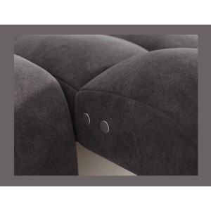 Canapé d’angle convertible BULLA 3 places gris angle droit – tissu effet alcantara avec extension d’assise électrique