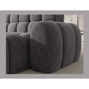 Canapé d’angle convertible BULLA 3 places gris angle droit – tissu effet alcantara avec extension d’assise électrique