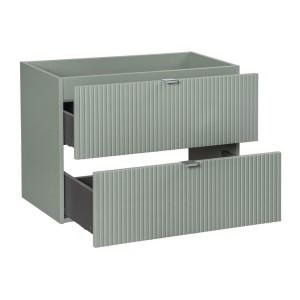Meuble sous vasque à tiroirs ELVINA vert sauge gris 80cm ouvert