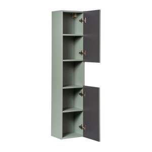 Colonne de rangement verte sauge gris ELVINA ouverte