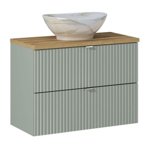 Ensemble ELVINA 80cm : meuble sous vasque à tiroirs, plan pour vasque et vasque à poser