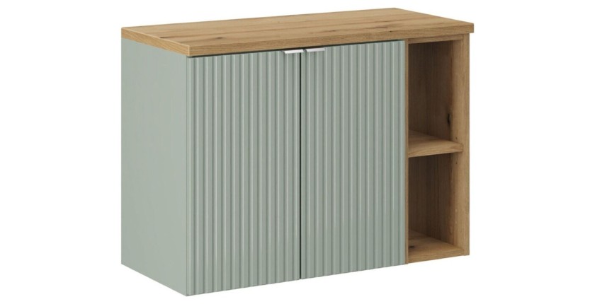 Ensemble ELVINA 80cm : meuble sous vasque, niches visibles, plan pour vasque