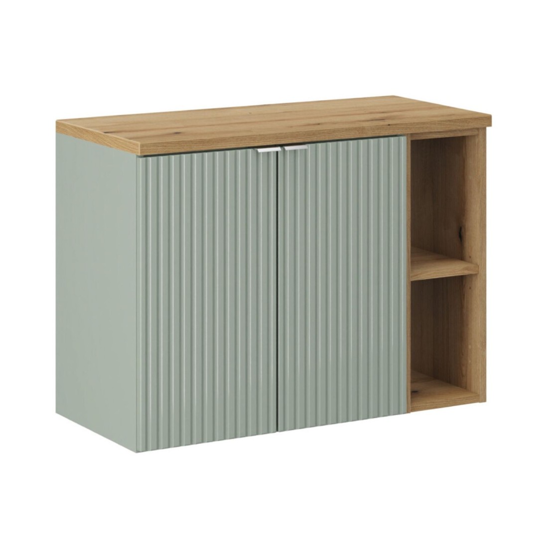 Ensemble ELVINA 80cm : meuble sous vasque, niches visibles, plan pour vasque