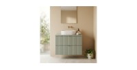 Ensemble ELVINA 80cm : meuble sous vasque et plan pour vasque vert mis en situation