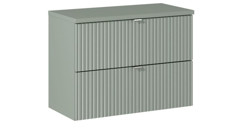 Ensemble ELVINA 80cm : meuble sous vasque et plan pour vasque vert