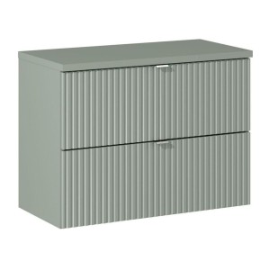 Ensemble ELVINA 80cm : meuble sous vasque et plan pour vasque vert