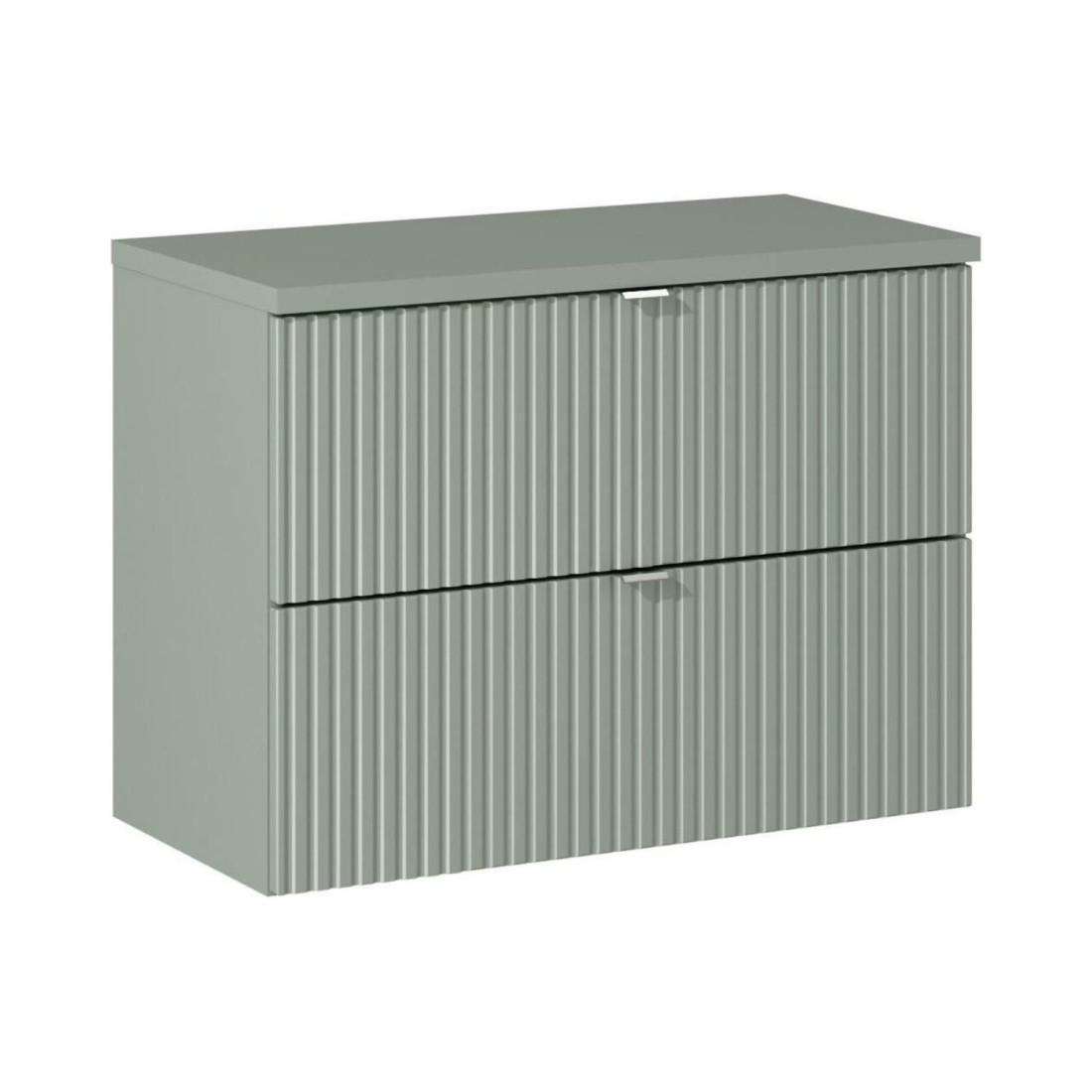 Ensemble ELVINA 80cm : meuble sous vasque et plan pour vasque vert