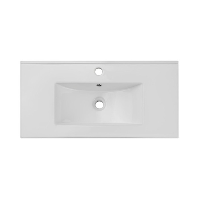Conjunto de baño suspendido ELVINA 80cm: mueble bajo lavabo con cajones en verde salvia gris + lavabo encastrado blanco