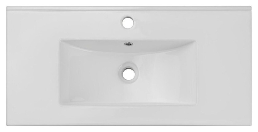 Vasque à encastrer en céramique blanche vue de haut