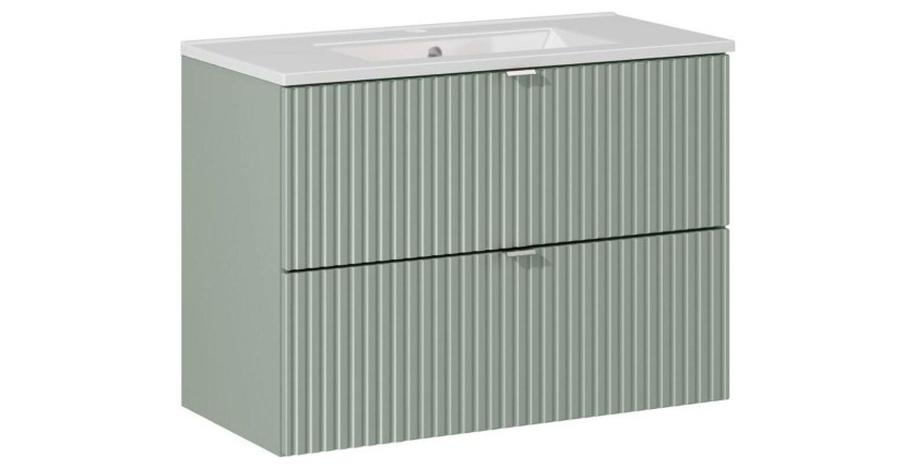 Ensemble ELVINA 80cm : meuble sous vasque et vasque à encastrer blanche