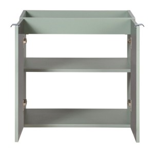 Meuble sous vasque à placards vert sauge gris ELVINA 60cm ouvert vu de face
