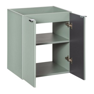 Meuble sous vasque à placards vert sauge gris ELVINA 60cm ouvert