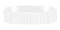 Vasque à poser en céramique blanche rainurée vue de face