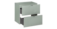 Meuble sous vasque à tiroirs vert sauge gris 60cm ELVINA ouvert