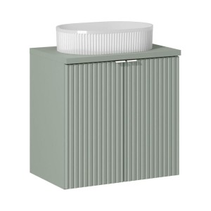 Ensemble ELVINA 60cm : meuble sous vasque à placards, plan pour vasque et vasque à poser rainurée