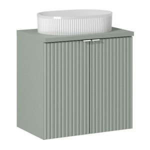 Ensemble ELVINA 60cm : meuble sous vasque à placards, plan pour vasque et vasque à poser rainurée