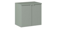 Ensemble ELVINA 60cm : meuble sous vasque à placards et plan pour vasque vert sauge gris