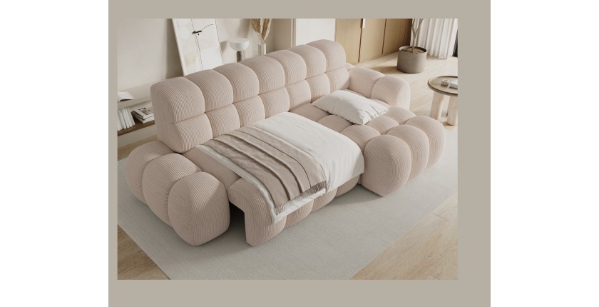 Ensemble ELVINA 60cm : meuble sous vasque à placards vert sauge gris et vasque encastrée blanche mis en situation