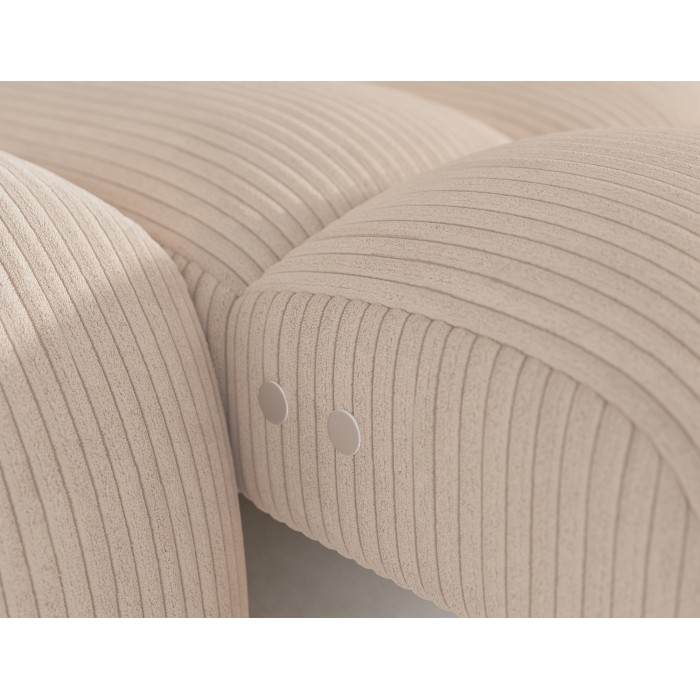 Hoekbank BULLA 3-zits beige rechterhoek – geribbeld fluweel met elektrische zitverlenging