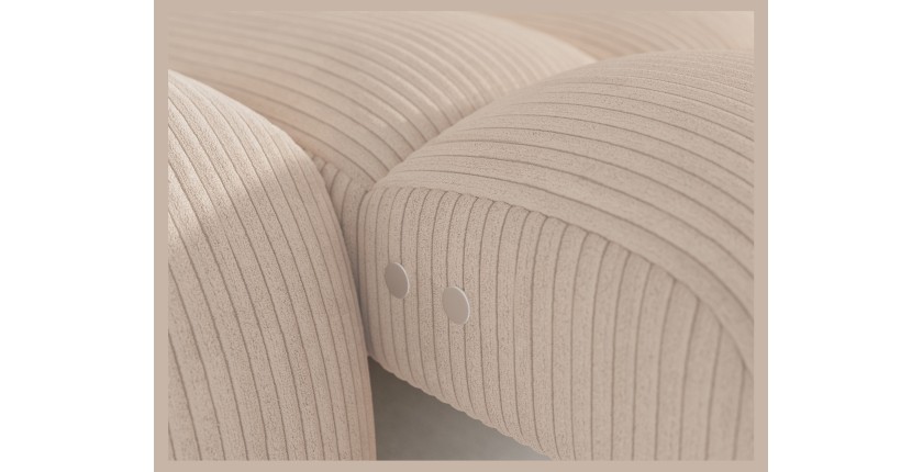 Canapé d’angle convertible BULLA 3 places beige angle droit – velours côtelé avec extension d’assise électrique