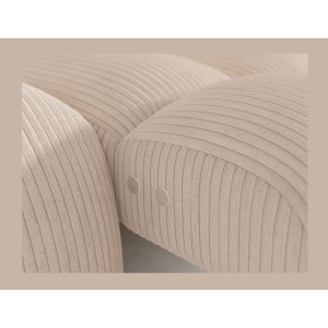 Canapé d’angle convertible BULLA 3 places beige angle droit – velours côtelé avec extension d’assise électrique