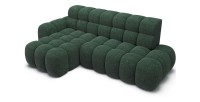 Canapé d’angle convertible BULLA 3 places vert émeraude angle gauche – tissu bouclette avec extension d’assise électrique