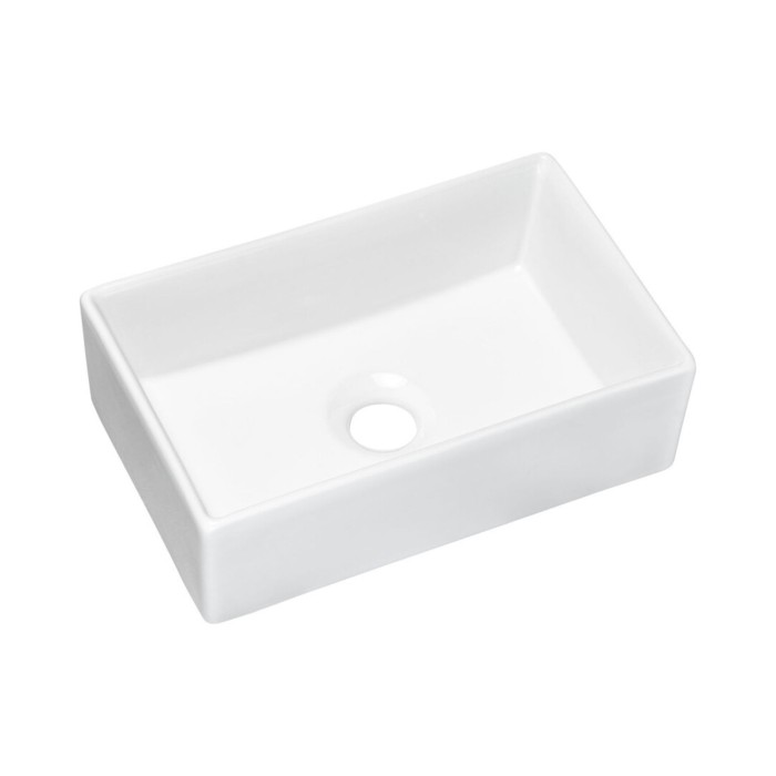 Insieme ELVINA 50cm: mobile sottolavabo con cassetti in verde salvia grigio + piano per lavabo + lavabo rettangolare da appoggio