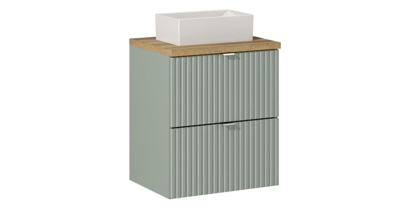 Ensemble ELVINA 50cm : Meuble sous vasque, plan pour vasque et vasque à poser rectangulaire