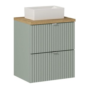 Ensemble ELVINA 50cm : Meuble sous vasque, plan pour vasque et vasque à poser rectangulaire