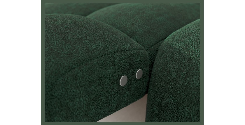 Canapé d’angle convertible BULLA 3 places vert émeraude angle gauche – tissu bouclette avec extension d’assise électrique