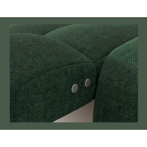 Canapé d’angle convertible BULLA 3 places vert émeraude angle gauche – tissu bouclette avec extension d’assise électrique
