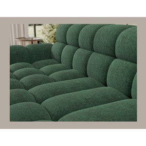 Canapé d’angle convertible BULLA 3 places vert émeraude angle gauche – tissu bouclette avec extension d’assise électrique