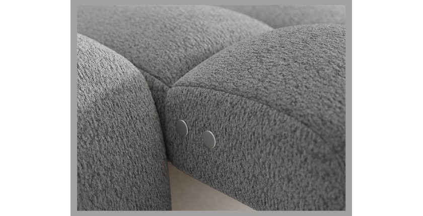 Canapé d’angle convertible BULLA 3 places gris – tissu bouclette avec extension d’assise électrique