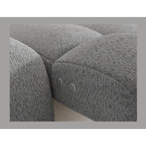 Canapé d’angle convertible BULLA 3 places gris – tissu bouclette avec extension d’assise électrique