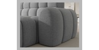 Canapé d’angle convertible BULLA 3 places gris – tissu bouclette avec extension d’assise électrique