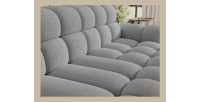 Canapé d’angle convertible BULLA 3 places gris – tissu bouclette avec extension d’assise électrique
